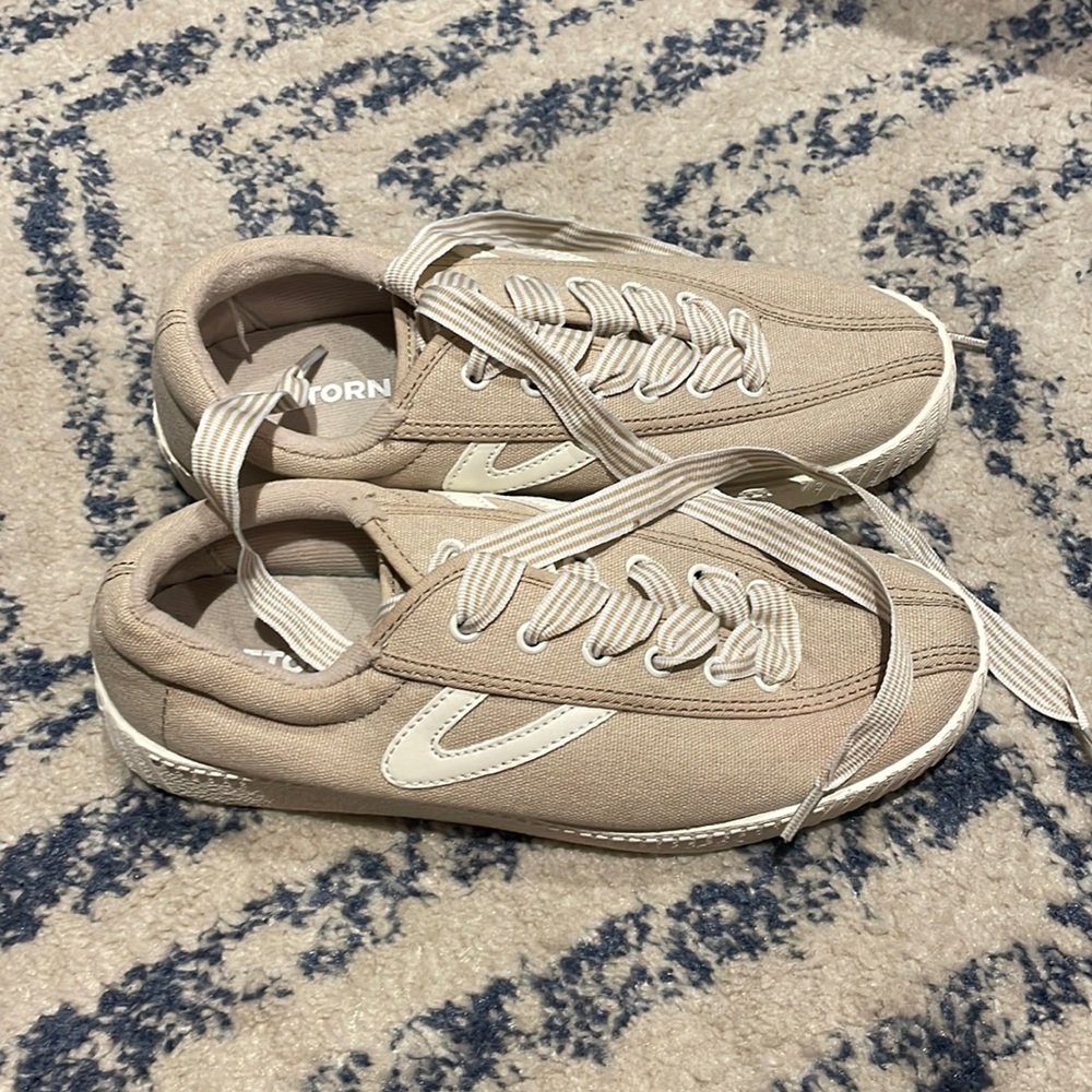 Tretorn Grey and White Canvas Sneaker